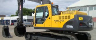 Excavator Volvo 210. Design and technical characteristics