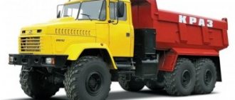 Model range, technical characteristics and design features of Kraz dump trucks