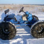 Snowmobile on inner tubes from a walk-behind tractor
