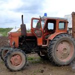 tractor in the village